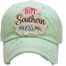 HITW  Vintage Distressed Ball Cap Hat Ladies Styles "HOT SOUTHERN MESS"  eb-69563165