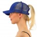 Adjustable Canvas Mesh Snapback Messy Bun Tennis Baseball Hat For  Girls  eb-59363562