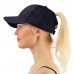 Adjustable Canvas Mesh Snapback Messy Bun Tennis Baseball Hat For  Girls  eb-59363562