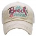 HITW  Vintage Distressed Ball Cap Hat Ladies Styles "BEACH PLEASE"  eb-19318192
