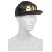$595 MOSCHINO Couture x Jeremy Scott QUILTED BLACK LEATHER Hat Cap GOLD SMILEY  eb-80506634