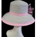 's Church Kentucky Derby Dress Wedding P.P Braid Summer Hat Grey/Pink  eb-88367384
