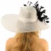 Spectacular Spray Feathers Sinamay Derby Floppy Wide Brim 7" Dress Hat  eb-94517579