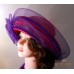 Red Hat Ladies  Red Satin Covered Wool Hat with Purple Horsehair Accents  eb-37451014