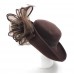 Vintage Deborah Dress Hat Brown Wool Fancy Derby Church Bow Feathers Accent USA  eb-91098335