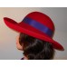 Red Hat Ladies  Vintage Georgi Red Wool Hat w/Purple Satin Headband & Pin   eb-35613026