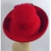 RED WARM FELT MED BRIM HAT TRIMMING BURGANDY & PINK FLOWERS FOR SOCIETY LADY  eb-28187855