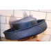 Vintage Navy Blue Straw and Tulle Bow 's Hat   eb-60274299