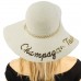 Fun Embroidery Wide Summer Derby Beach Pool Floppy Dress Sun Hat Champagne White  eb-74539795