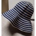 ’s Wide Brim Floppy Fedora Navy/White Striped Hat Easter Spring Derby  eb-45658956