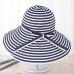  Foldable Wide Brim Sun Hat Retro Striped Stylish Bowknot Cap Holiday Beach  eb-99835194