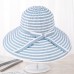  Foldable Wide Brim Sun Hat Retro Striped Stylish Bowknot Cap Holiday Beach  eb-99835194