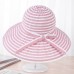  Fashion Foldable Wide Brim Sun Hat Retro Striped Bowknot Hat Holiday Beach  eb-62563612