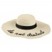  Summer Wide Brim Straw Hat Letter Embroidery Floppy Beach Hat w/ Ribbon  eb-95135474