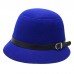 Vintage  Girl Casual Travel Wide Brim Hat Buckle Felt Hat Bowler Cap Topper  eb-00124896
