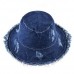 Summer Washed Denim Sun Hat 's Floppy Wide Brim Beach Female Bucket Caps  eb-57076523