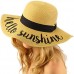 Hello Sunshine Wide Brim 4" Summer Derby Beach Pool Floppy Dress Sun Hat 799705295629 eb-99246650