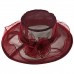 s Organza Church Wide Brim Fancy Derby Tea Xmas Party Wedding Hats Wine Red  eb-32541672