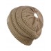 NEW CC BeanieTail COTTON Blend All Season Messy High Bun Ponytail Beanie Hat  eb-08744227