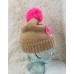 Mix It Knit Slouch Hat Pom Pom Beanie Love Pink & Tan Winter One Size   eb-88828807