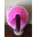 Breast Cancer Awareness Pony Tail Beanie hand crochet hat cap  PINK Chemo NEW  eb-86018241