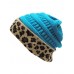 K&B Soft Stretch Knit Bun Ponytail Beanie Hat Cheetah Leopard Pink Black Blue  eb-94098088