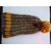 Hand knitted warm and cozy beanie/hat with pompom  brown/gold  eb-19121829