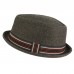 's Winter Wool Blend Pork Pie Derby Fedora Stripe Hatband Hat Gray S/M 56cm 655209249455 eb-68253821