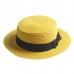 's Kids Girls Straw Bowler Boater Sun Hat Round Flat Caps Brim Summer Beach  eb-68338398