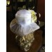 Gorgeous White Organza Kentucky Derby Or Wedding Hat Realistic Blooms   Feathers  eb-04536421