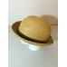 Vintage Straw Hat Italy Genuine Raffia 7 1/4 Green Band Derby  eb-68801584
