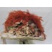 Straw Hat w/ Brim Summer Garden Party Derby Netting Veil Feathers Bird Large  eb-97794959