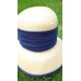 Lord & Taylor EXCLUSIVELY beige STRAW Kentucky DERBY HAT blue ribbon M 22.5"   eb-87617062