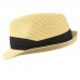 's Summer Stingy Short Brim Derby Fedora Pleated Hatband Hat Natural S/M 56cm 741459486617 eb-97979657