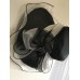 Black/White Organza Dress/derby Hat With Wired Brim And Bow  eb-92624801