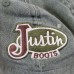 Justin Boots Ball Cap Hat Distressed Green Adjustable Strap Checkerboard Stitchi  eb-79457585