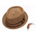 Summer   Straw Pork Pie Fedora with Stripe Or Solid Band Feather Hat   eb-35149738