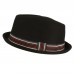 's Winter Wool Blend Pork Pie Derby Fedora Stripe Hatband Hat Black S/M 56cm 655209248656 eb-15399688