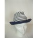 Woman's Magid Hats Fedora Blue Creme Striped Nautical New 21.5" in Cir  eb-38019379