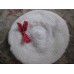 IVORY OFF WHITE HAND CROCHET BERET CAP HAT TAM MADE IN MAINE MOHAIR TYPE RED BOW  eb-59993848