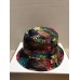 LOT OF 19 FLORAL LEAVES BUCKET HATS  100% COTTON  BLACK (10) & NAVY BLUE (9)  eb-54977219