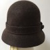 Jeanne Simmons Brown Wool Felt Cloche Bucket Hat Button Trim  eb-51373376