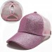 Fashion Pony Cap Messy High Bun Ponytail Adjustable Glitter Mesh Baseball Hat  eb-21142380