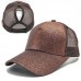 Fashion Pony Cap Messy High Bun Ponytail Adjustable Glitter Mesh Baseball Hat  eb-21142380