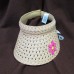LADIES VISOR  natural color STRAW  with pink button flower  one  fits most  eb-77643285