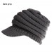 's Stretch Knit Hat Messy Bun Ponytail Beanie Winter Warm Hole Hat  eb-38582825