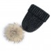 Unisex Rhinestone Bling Genuine Fur Pom Knit Beanie Ski Acrylic Crochet Hat A391  eb-37742856
