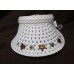 golf visor  ladies  white straw  embellished with amber and green shiny leaves  eb-71769151