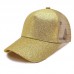 New Summer Ponycap Messy High Bun Ponytail Glitter Mesh Trucker Baseball Cap Hat  eb-26592400