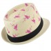 Hot Pink Novelty Flamingo Print Summer Straw Fedora Hat  FREE SHIPPING  eb-24154625
